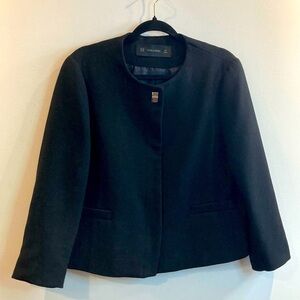 ZARA BASIC Sz XL Lined Capsule Silver Statement Button hidden Buttons Blazer